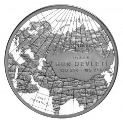 GÜMÜŞ , HATIRA PARA Hun Devleti - Türk Devletleri Serisi No:01 (Gümüş) Hatıra Parası