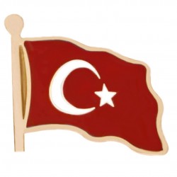 Dalgalanan Türk Bayrağı Rozeti-7 / Hatıra Ürünler / Tombak Üzeri Altın Kaplama