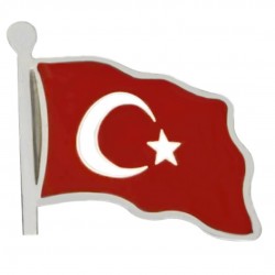 Dalgalanan Türk Bayrağı Rozeti-6 / Hatıra Ürünler / 925 AG